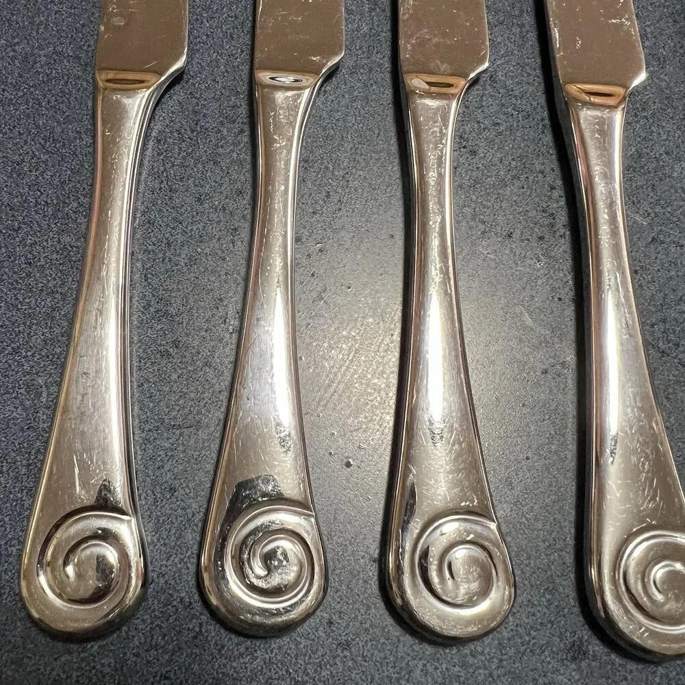 Robert Welch Stainless Ammonite Bright 5 French Hollow Pistol Knives 9 7/8